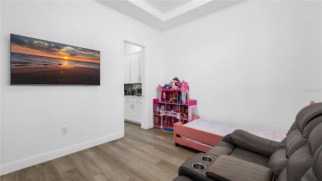 living area featuring light hardwood / wood-style flooring