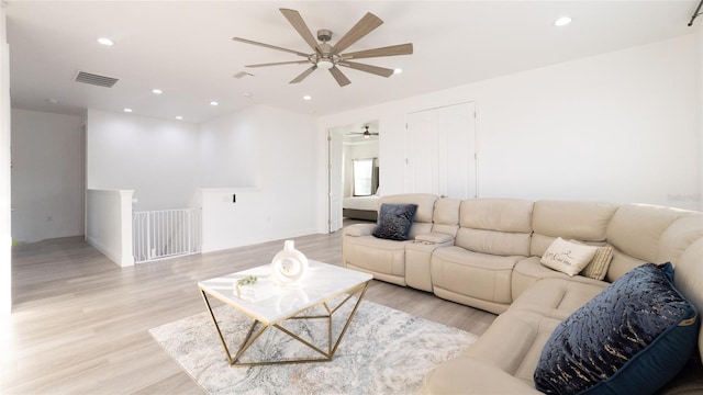 living room with light wood-type flooring