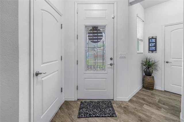 foyer with light hardwood / wood-style flooring