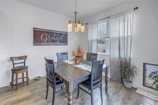 dining room with an inviting chandelier