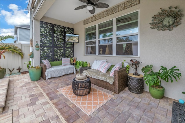 view of patio / terrace with ceiling fan