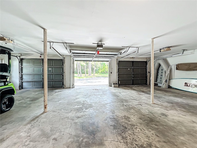 garage with a garage door opener