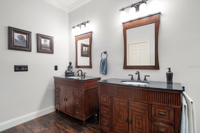 bathroom featuring vanity and crown molding