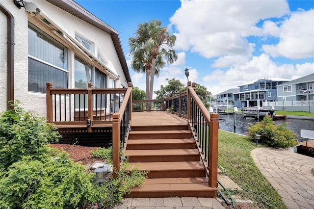 deck with a water view