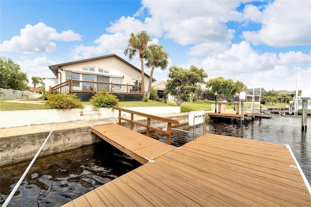 view of dock featuring a water view