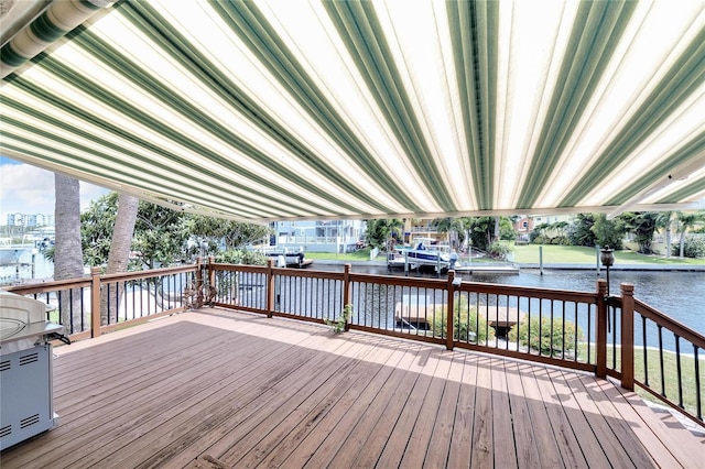 deck with a water view