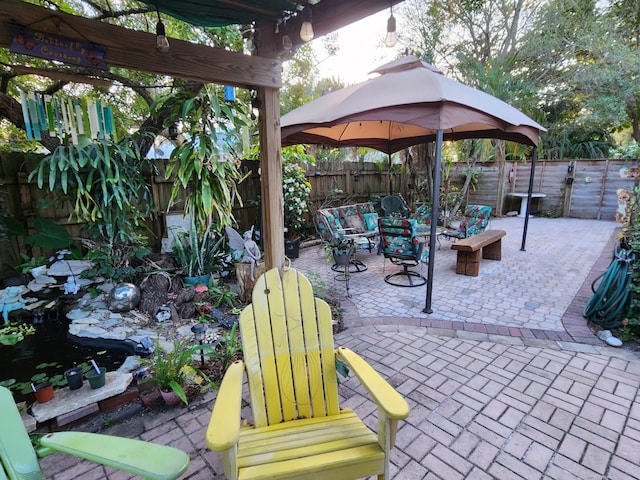 view of patio / terrace with a gazebo