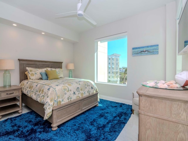 bedroom featuring ceiling fan