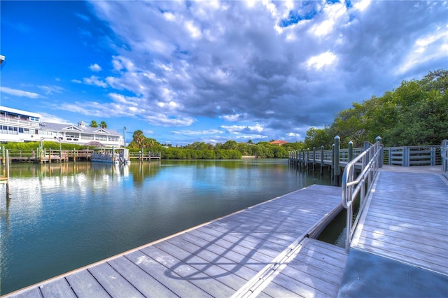 view of dock featuring a water view