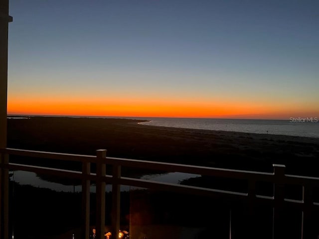 view of water feature featuring a beach view