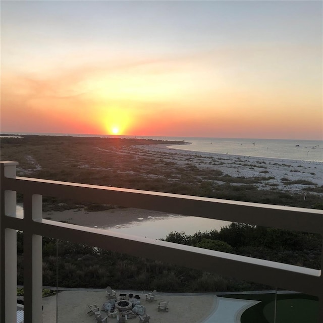 view of water feature featuring a view of the beach