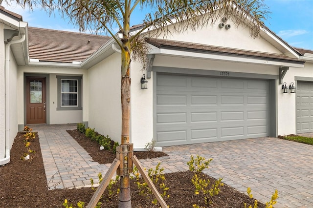 exterior space featuring a garage