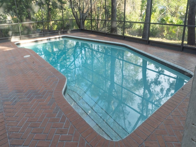 outdoor pool with a lanai