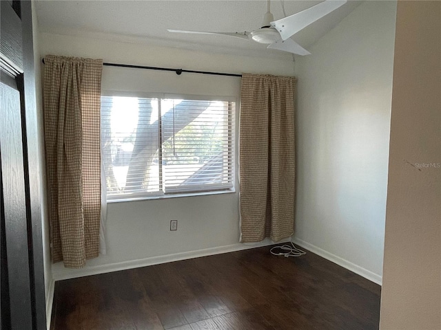 empty room with dark hardwood / wood-style flooring and a wealth of natural light