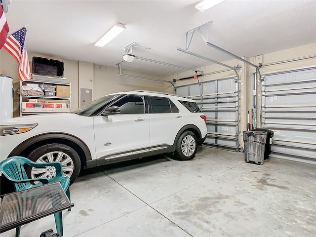 garage with a garage door opener