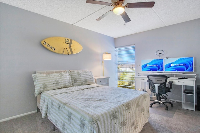 bedroom featuring carpet flooring and ceiling fan