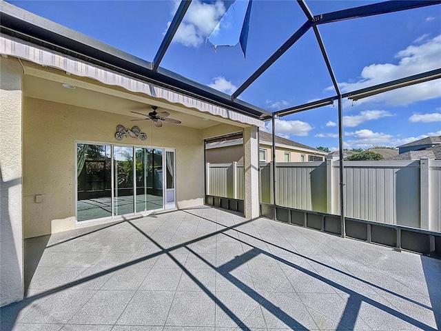 view of patio with ceiling fan