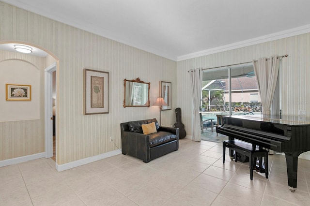 sitting room with light tile patterned floors