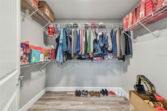 walk in closet featuring hardwood / wood-style floors