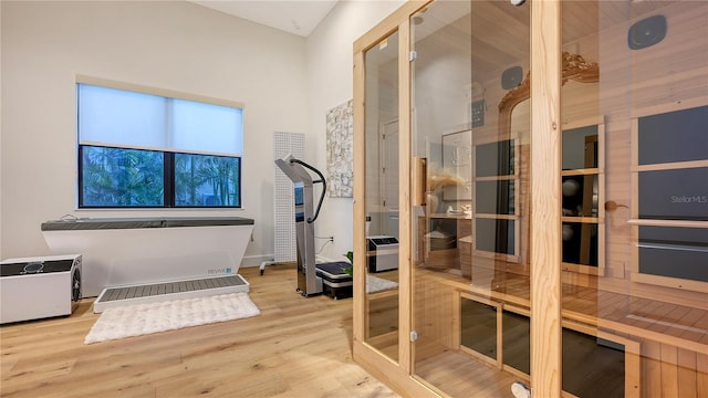 interior space with light hardwood / wood-style floors