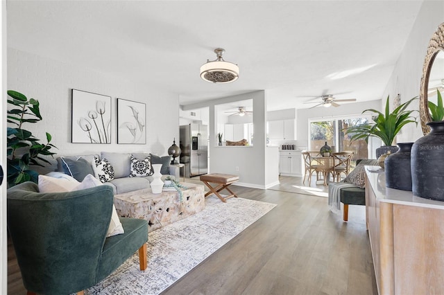 living room featuring wood-type flooring