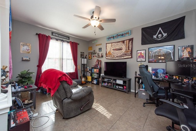 home office featuring ceiling fan