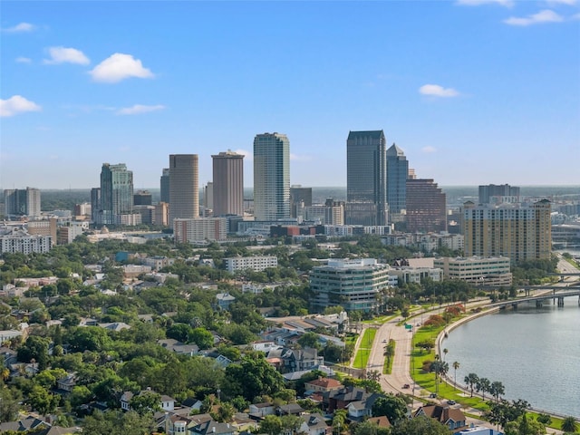 property's view of city with a water view