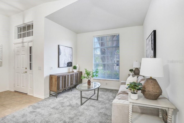 living room featuring tile patterned floors