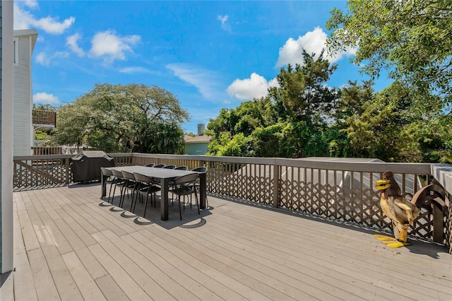 wooden terrace with grilling area