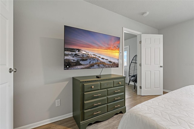 bedroom with wood-type flooring