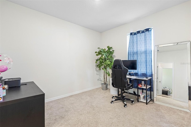 view of carpeted home office