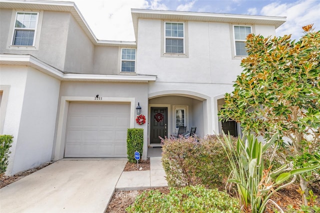 view of front of house with a garage