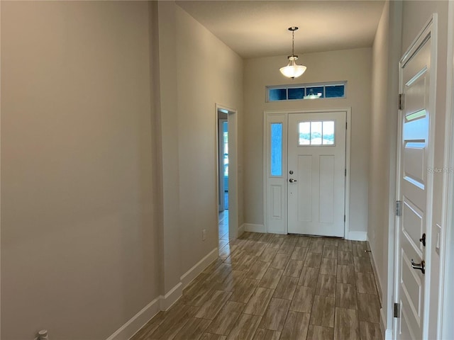 foyer entrance featuring hardwood / wood-style flooring