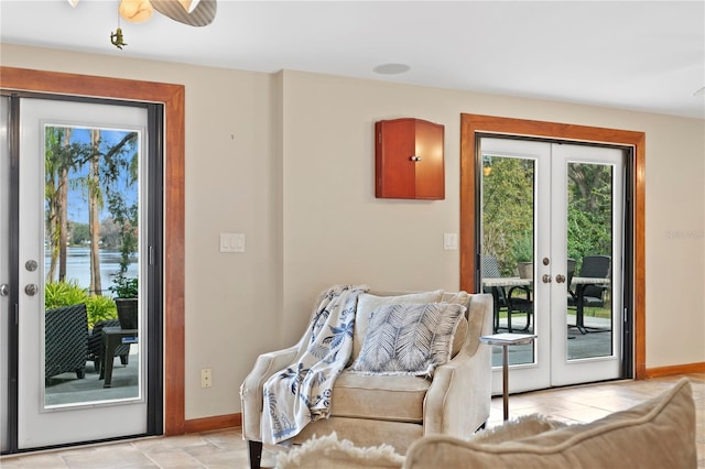 doorway to outside with a wealth of natural light and french doors