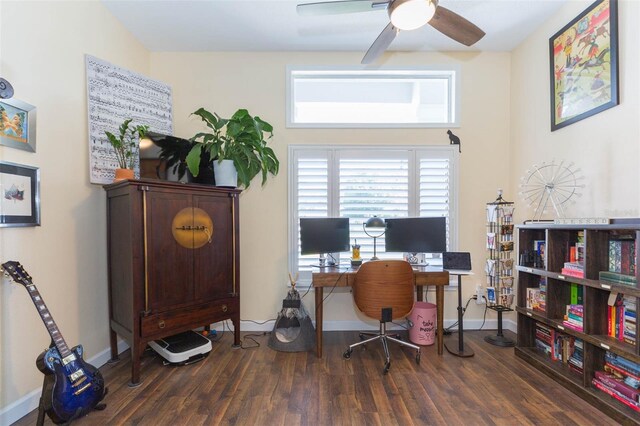 10328 Henderson St, Spring Hill, FL 34608 - office space featuring dark hardwood / wood-style floors and ceiling fan
