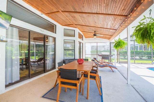 10328 Henderson St, Spring Hill, FL 34608 - sunroom with ceiling fan and wooden ceiling
