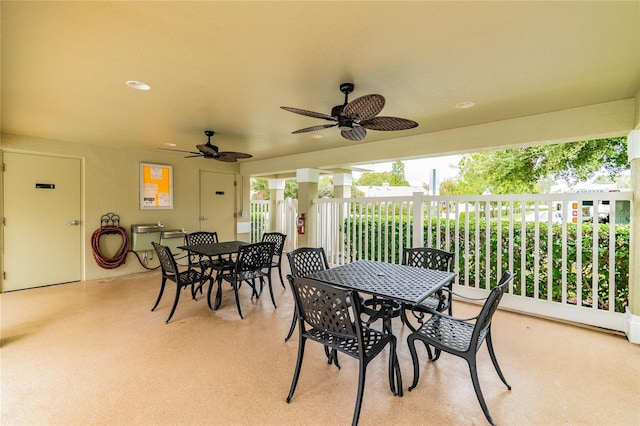 view of patio with ceiling fan