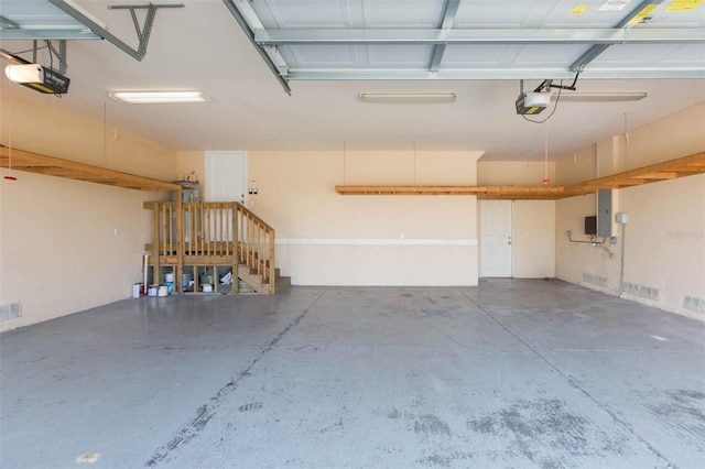 garage with a garage door opener