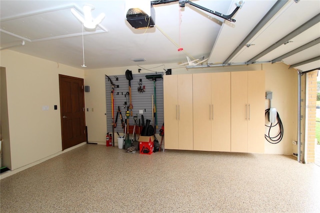 garage with a garage door opener