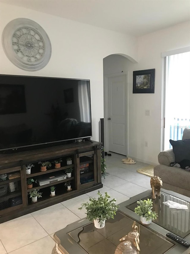 view of tiled living room