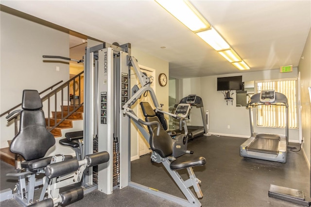 736 Island Way Unit 606, Clearwater Beach, FL 33767 - exercise room featuring baseboards
