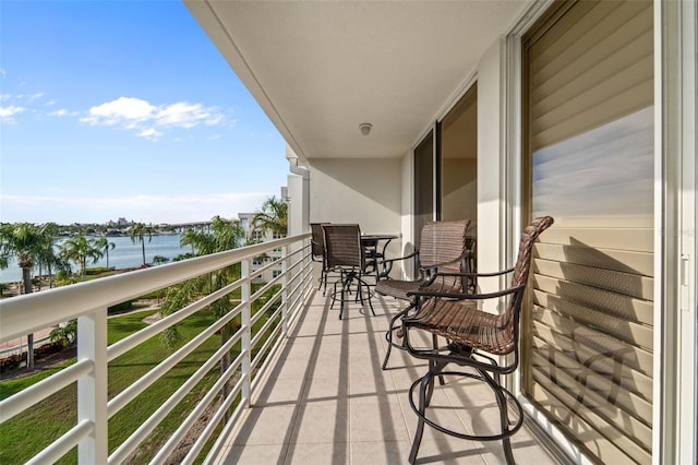 balcony with a water view