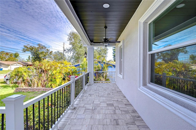 balcony with ceiling fan