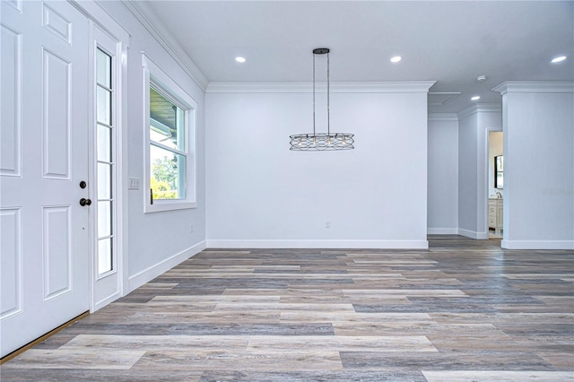 interior space featuring ornamental molding