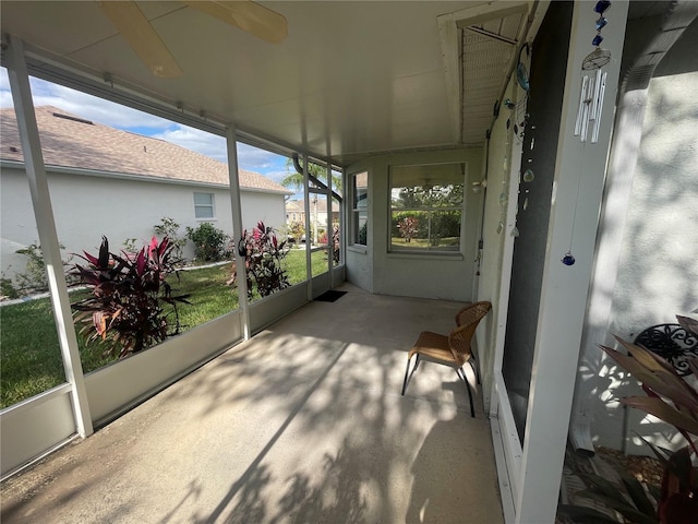 view of unfurnished sunroom