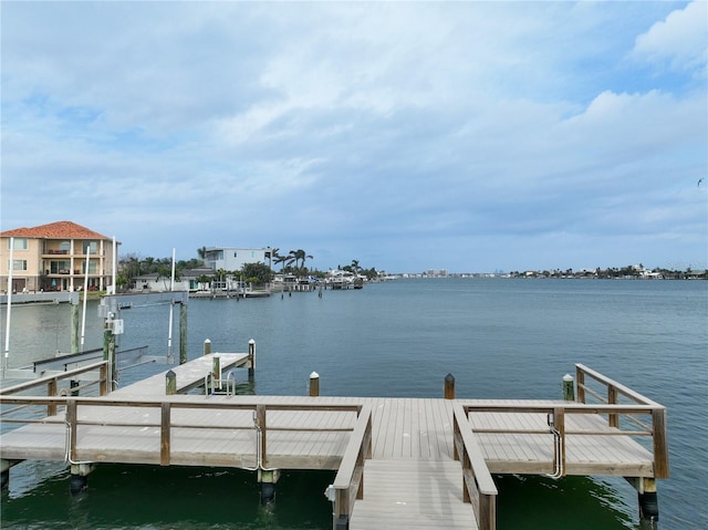 view of dock featuring a water view