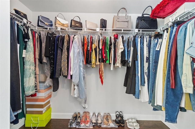 spacious closet featuring hardwood / wood-style floors