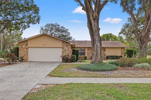 ranch-style home with a garage