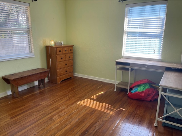 misc room with dark wood-type flooring