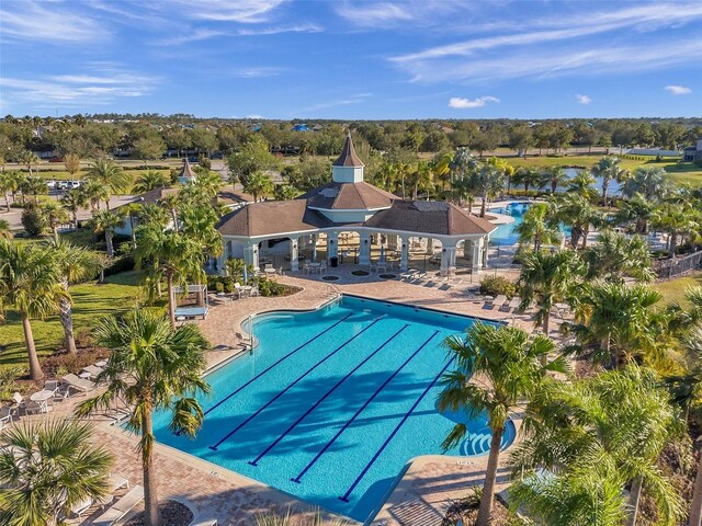 view of swimming pool featuring a patio